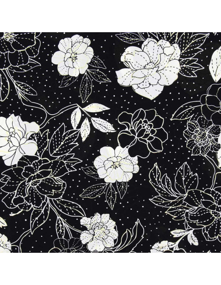 Lycra swimsuit fabric - Black and white flowers