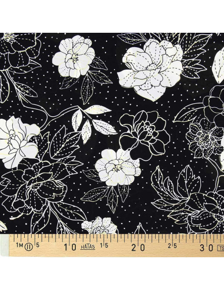 Lycra swimsuit fabric - Black and white flowers