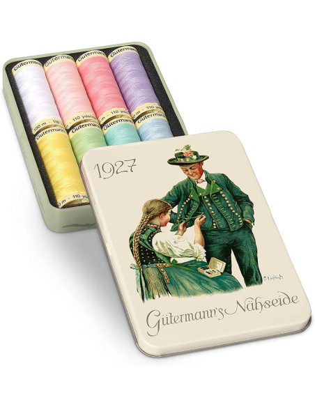 Box of 8 Nostalgie 1927 polyester sewing threads Gütermann
