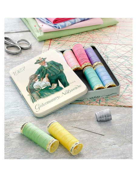 Box of 8 Nostalgie 1927 polyester sewing threads Gütermann