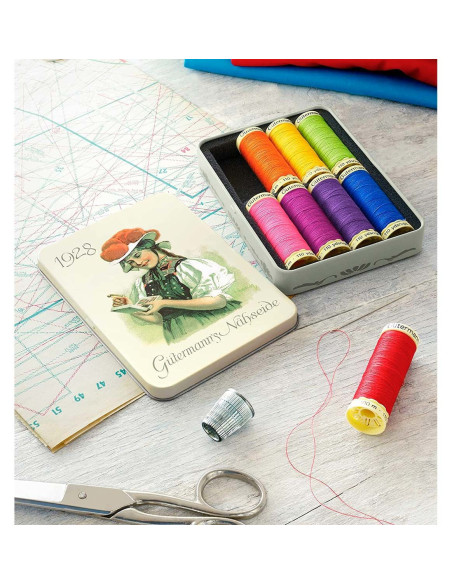 Box of 8 Nostalgie 1928 polyester sewing threads Gütermann