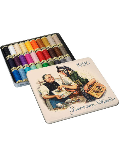 Box of 30 Nostalgie 1930 polyester sewing threads by Gütermann