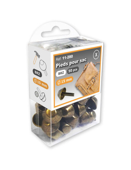 Lot of 50 bag feet 15 mm - Bronze