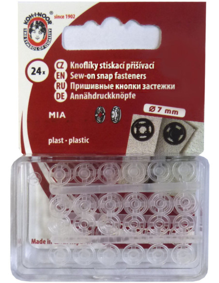 Transparent plastic snap buttons 7 mm