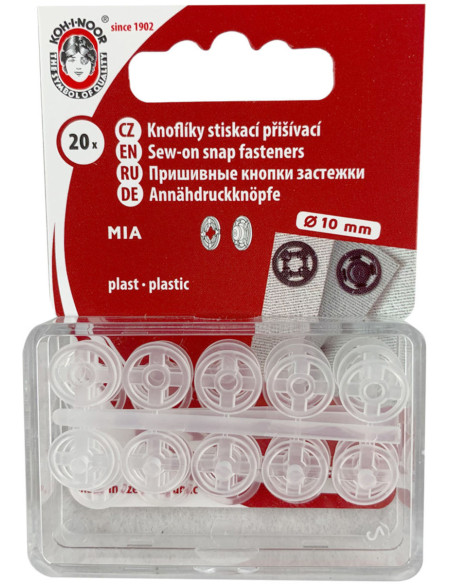 Transparent plastic snap buttons 10 mm