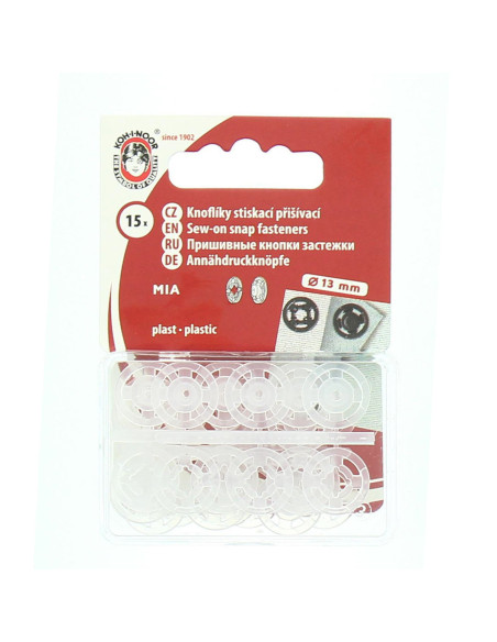 Transparent plastic snap buttons 13 mm