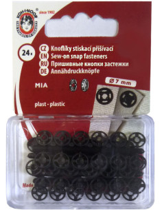 Black plastic snap buttons 7 mm
