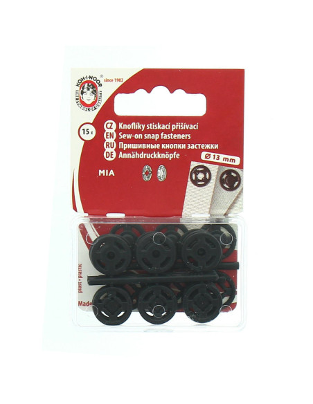 Black plastic snap buttons 13 mm