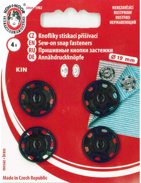 19 mm metal snap fasteners - Black