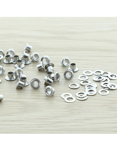 Pack of 100 eyelets with 4 mm washers - Silver