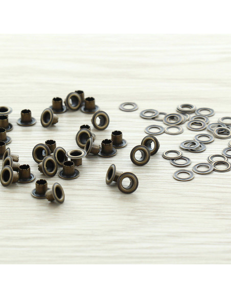 Pack of 100 eyelets with 4 mm washers - Antique brass