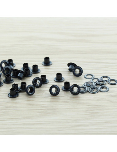 Pack of 100 eyelets with 4 mm washers - Black