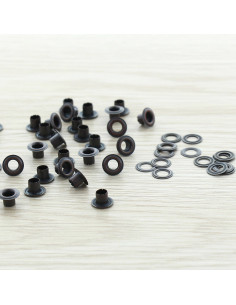 Pack of 100 eyelets with 4 mm washers - Copper