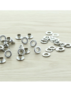 Pack of 100 eyelets with 5 mm washers - Silver