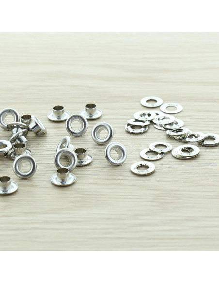Pack of 100 eyelets with 5 mm washers - Silver