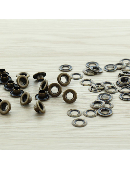 Pack of 100 eyelets 5 mm with washers - Antique brass