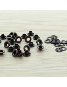 Bag of 100 eyelets 5 mm with washers - Copper