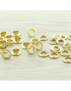 Pack of 100 eyelets with 8 mm washers - Gold