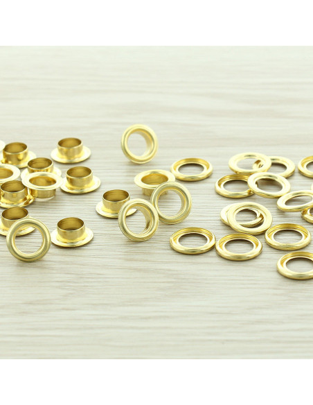 Pack of 100 eyelets with 8 mm washers - Gold