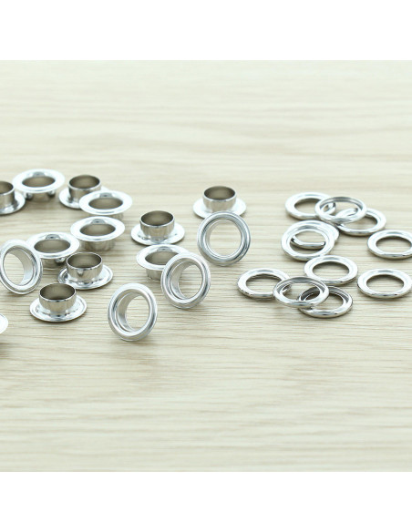 Pack of 100 eyelets with 8 mm washers - Silver