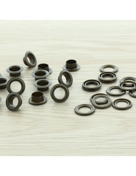 Pack of 100 eyelets with 8 mm washers - Antique brass