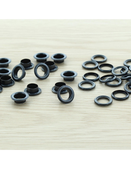 Pack of 100 eyelets with 8 mm washers - Black