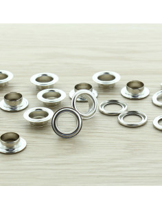 Pack of 100 eyelets with 11 mm washers - Silver