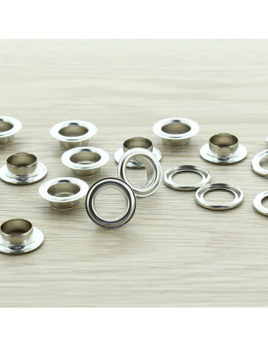 Pack of 100 eyelets with 11 mm washers - Silver