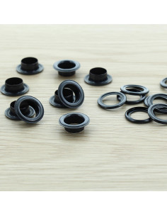 Pack of 100 eyelets with 11 mm washers - Black