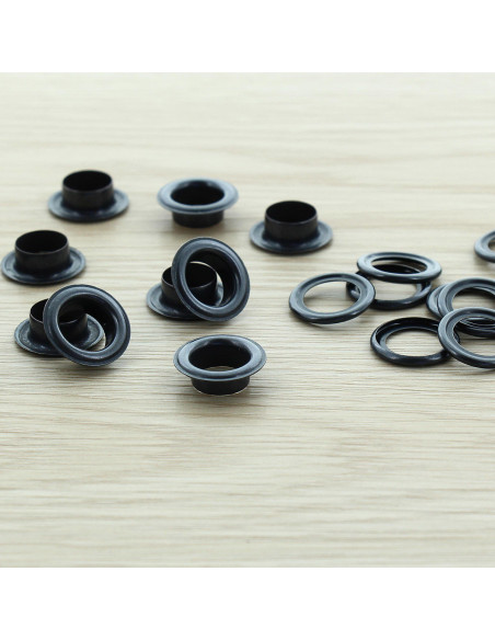 Pack of 100 eyelets with 11 mm washers - Black