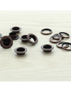 Bag of 100 eyelets with washers 11 mm - Copper