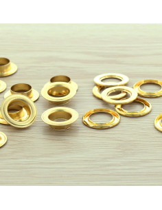 Pack of 100 eyelets with 14 mm washers - Gold
