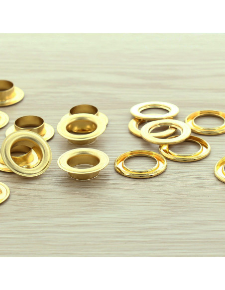 Pack of 100 eyelets with 14 mm washers - Gold