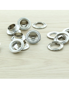 Pack of 100 eyelets with 14 mm washers - Silver