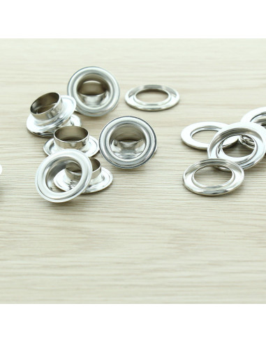 Pack of 100 eyelets with 14 mm washers - Silver