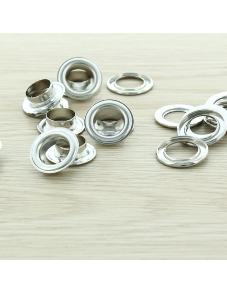 Pack of 100 eyelets with 14 mm washers - Silver
