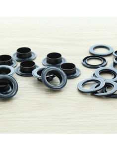 Pack of 100 eyelets with 14 mm washers - Black