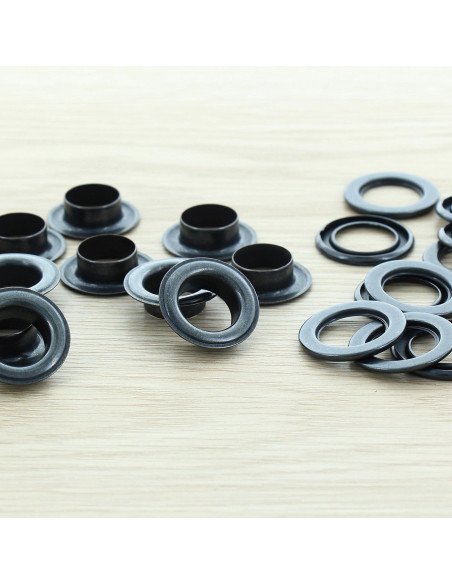 Pack of 100 eyelets with 14 mm washers - Black