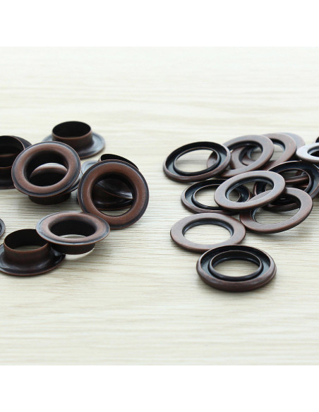 Pack of 100 eyelets with 14 mm washers - Copper