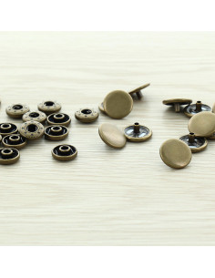 Pack of 100 anorak snap fasteners - 15 mm bronze