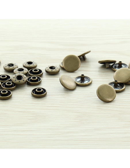 Pack of 100 anorak snap fasteners - 15 mm bronze