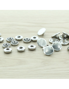 Pack of 100 anorak snap buttons - 15 mm silver