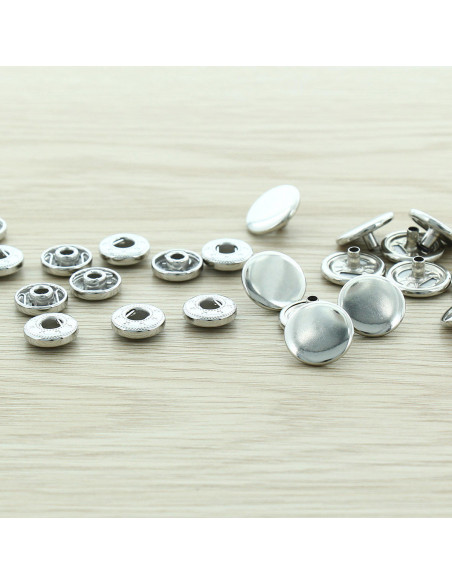 Pack of 100 anorak snap buttons - 15 mm silver