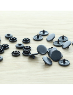 Pack of 100 anorak snap fasteners - 15 mm black