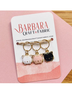 Set of 3 stitch marker rings - 3 little cats
