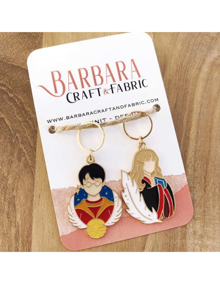 Set of 2 stitch marker rings - 2 wizards