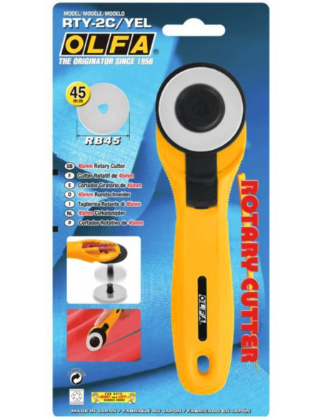 Ergonomic Yellow Olfa 45mm Rotary Cutter