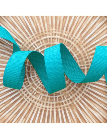 Polyester strap with cotton appearance - Pacific blue