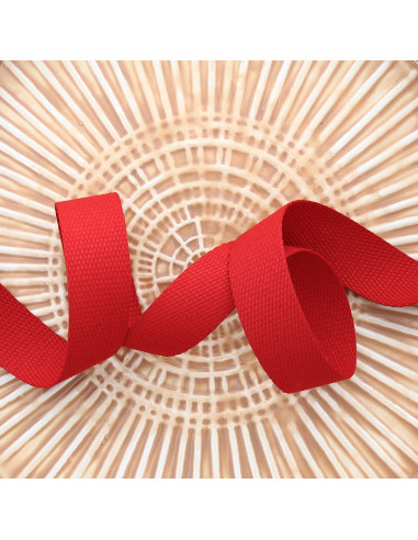 Polyester strap with cotton appearance - Bright red