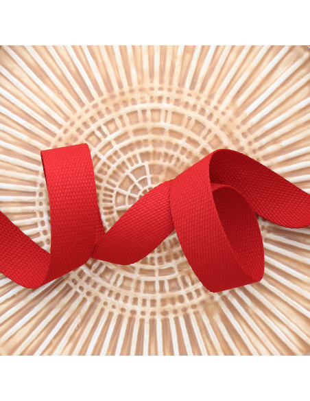 Polyester strap with cotton appearance - Bright red